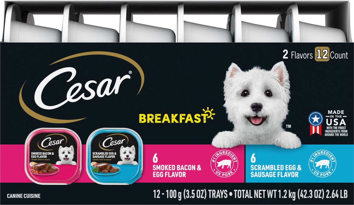 slide 8 of 9, Cesar Breakfast Canine Cuisine Tray 12 - 3.5 oz ea, 12 ct