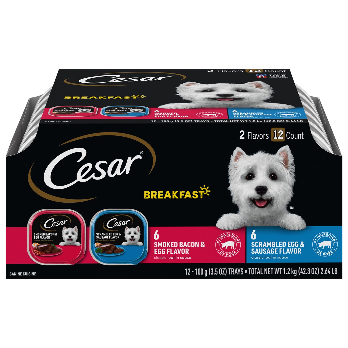 slide 1 of 9, Cesar Breakfast Canine Cuisine Tray 12 - 3.5 oz ea, 12 ct