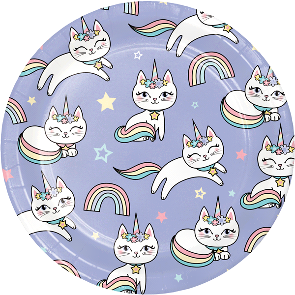 slide 1 of 1, Creative Converting Sassy Caticorn Party Lunch Plate, 8 ct