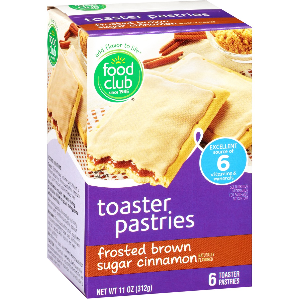 slide 2 of 10, Food Club Frosted Brown Sugar Cinnamon Toaster Pastries, 6 ct