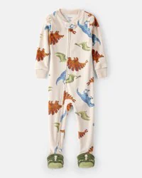 Carter's Toddler Boy Dinosaur Print Snug Fit Long-Sleeve 2-Way Zip 1-Piece Pajamas - Tan Tan 2T