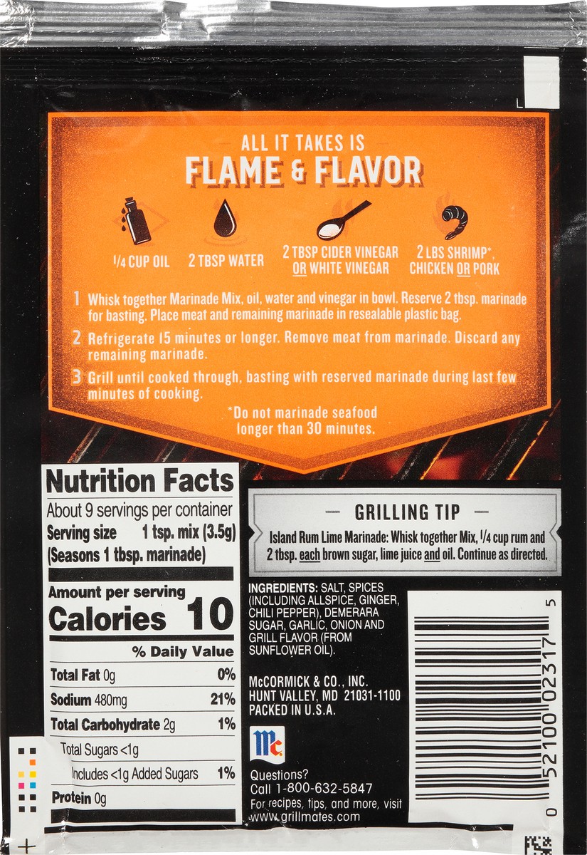 slide 8 of 8, McCormick Grill Mates Island Woodfire Marinade, 1.1 oz