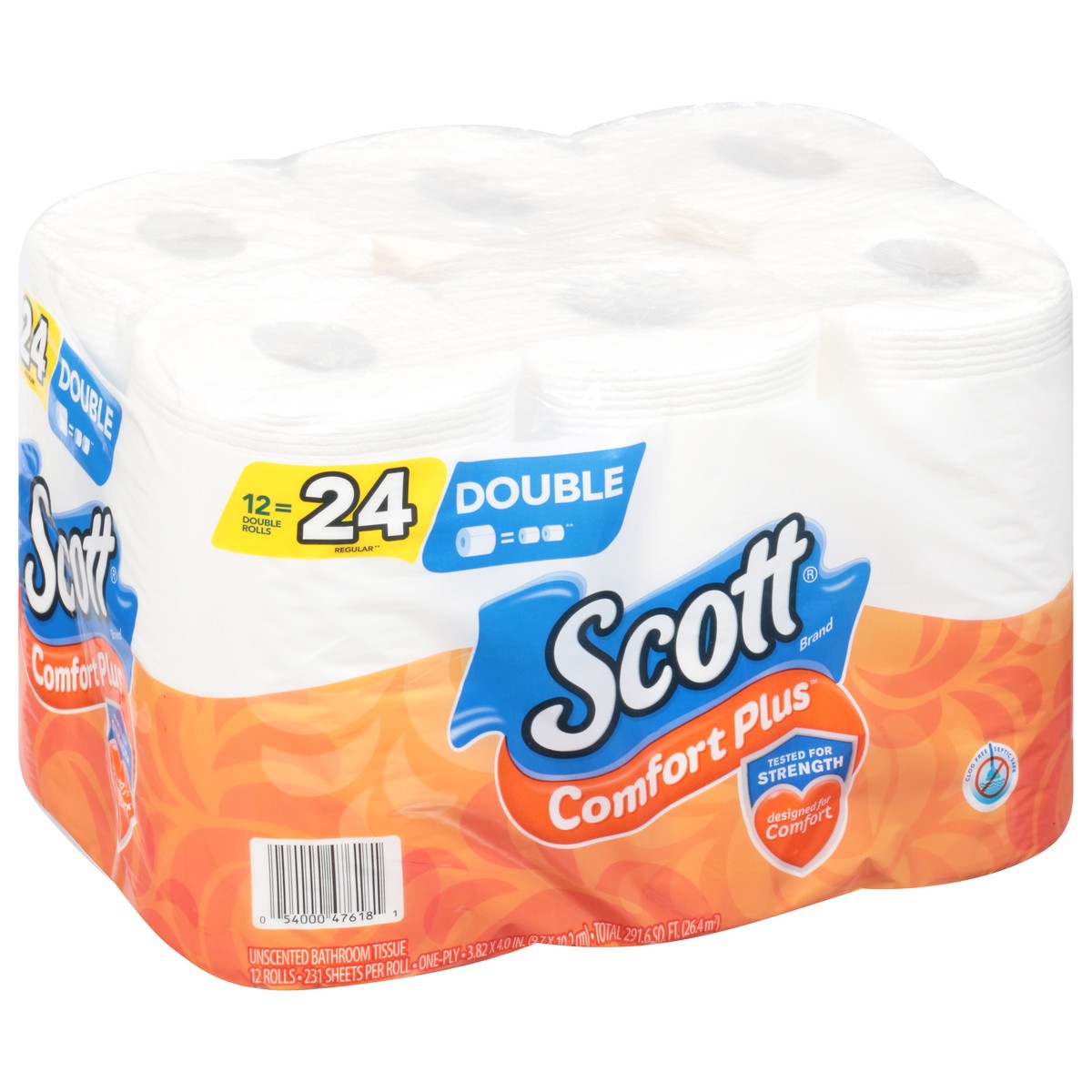 slide 6 of 9, Scott ComfortPlus Toilet Paper, 12 Double Rolls, 231 Sheets per Roll, Septic-Safe, 1-Ply Toilet Tissue, 12 ct