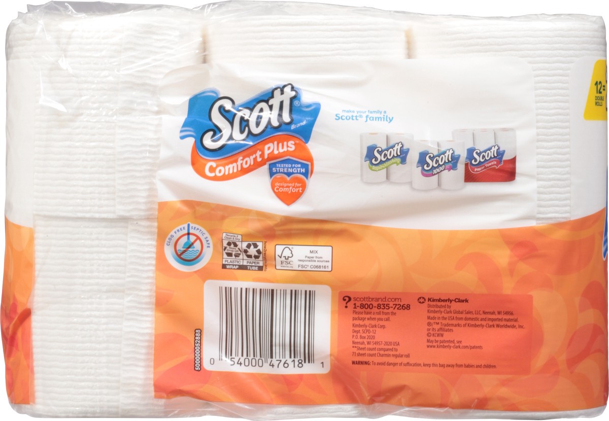 Scott Comfort Plus Double Rolls One-Ply Unscented Bathroom Tissue