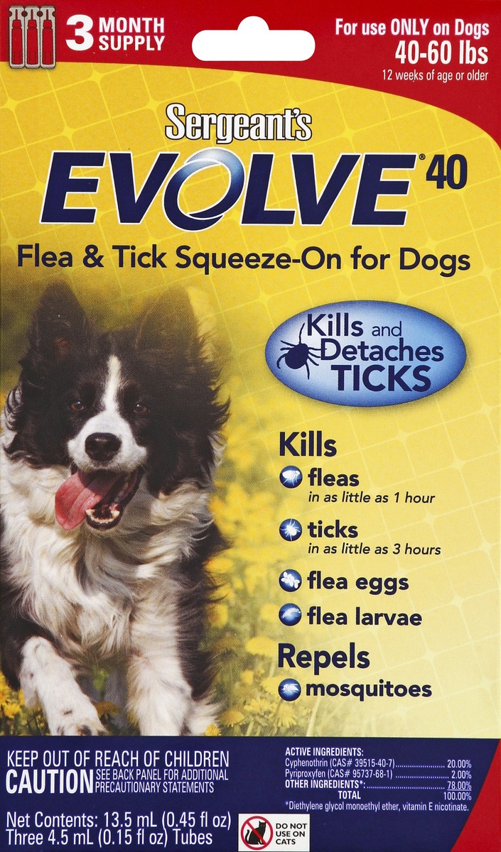 slide 4 of 4, Sergeant's Flea & Tick Squeeze-On for Dogs 3 ea, 3 ct