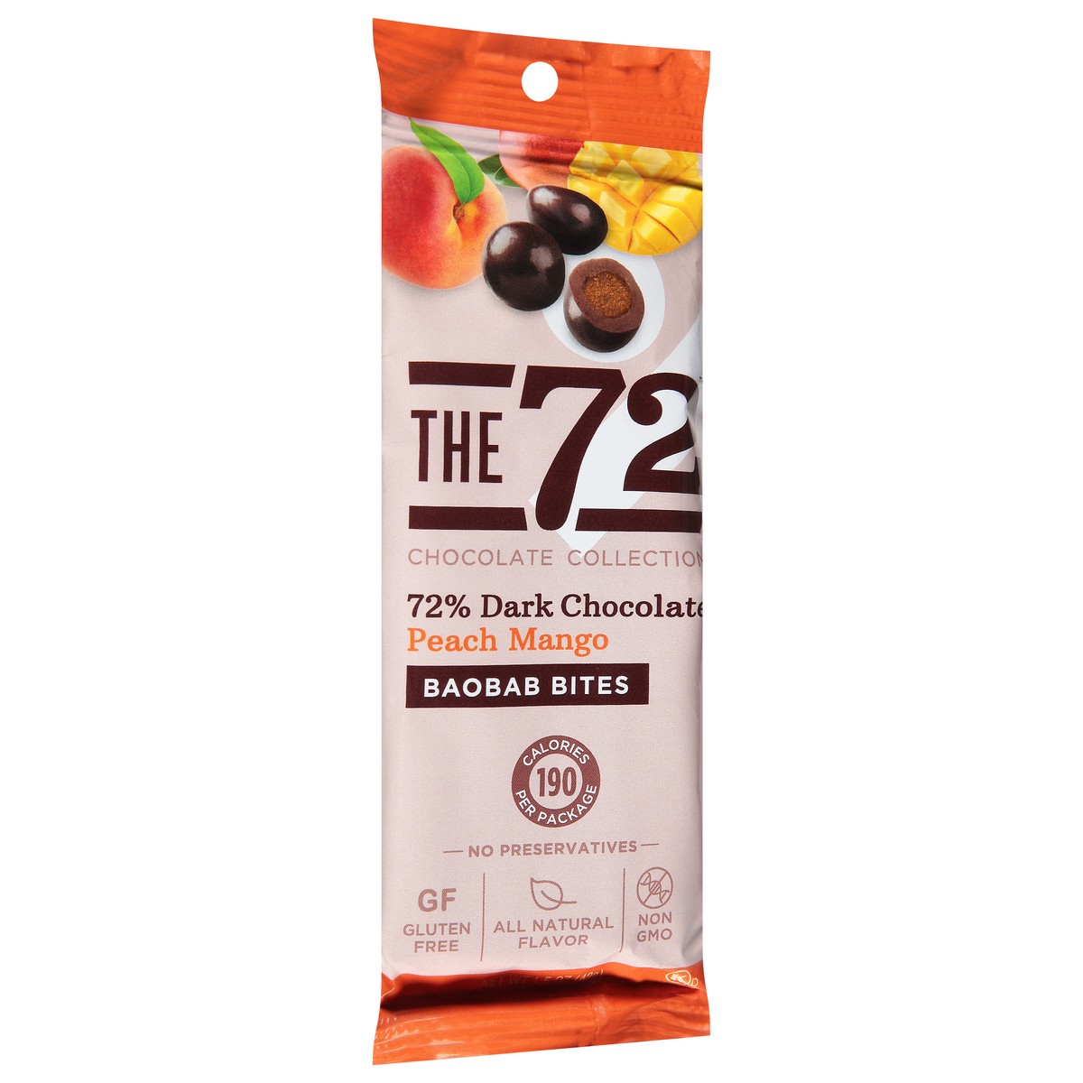 slide 11 of 12, The 72 Chocolate Collection 72% Dark Chocolate Peach Mango Baobab Bites 1.5 oz, 1.5 oz