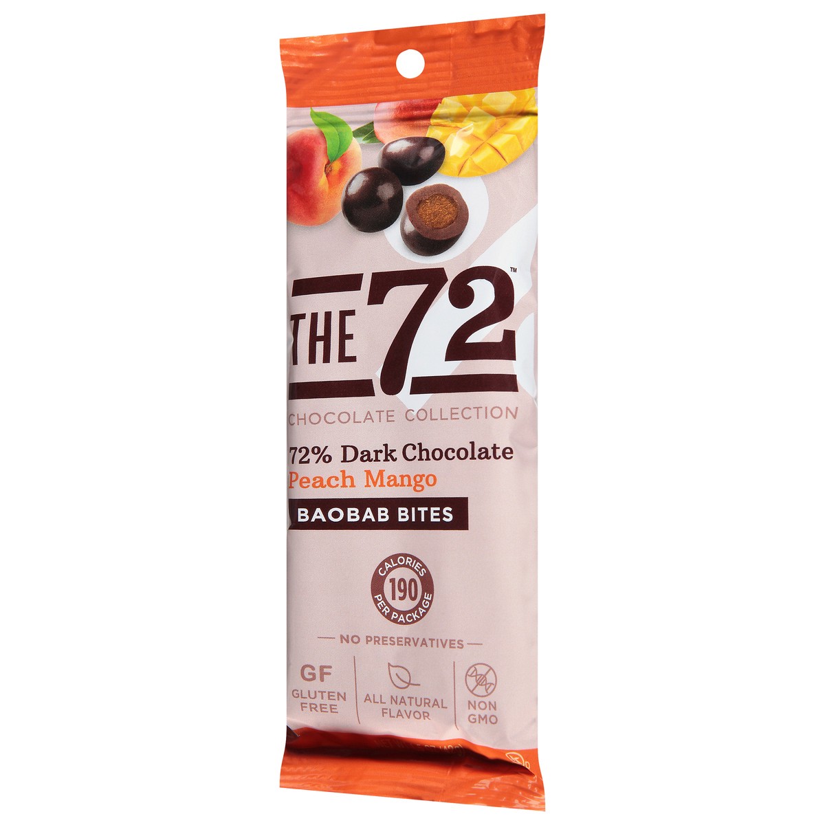 slide 4 of 12, The 72 Chocolate Collection 72% Dark Chocolate Peach Mango Baobab Bites 1.5 oz, 1.5 oz