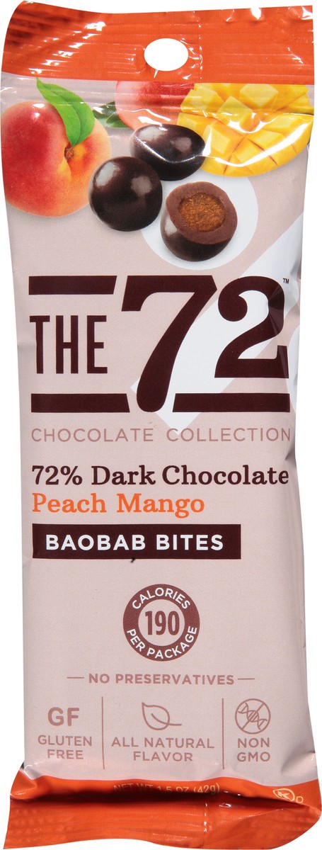 slide 6 of 12, The 72 Chocolate Collection 72% Dark Chocolate Peach Mango Baobab Bites 1.5 oz, 1.5 oz