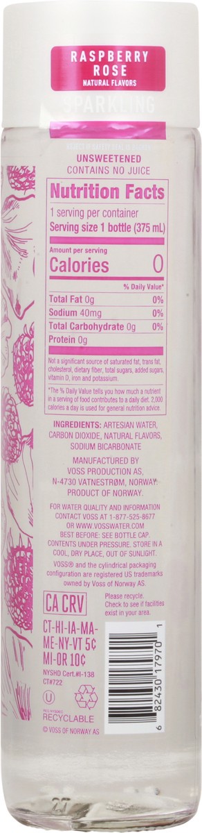 slide 3 of 12, Voss Raspberry Rose Sparkling Artesian Water - 12.7 fl oz, 375 ml