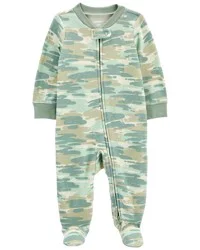 Carter's Carters Baby Camo 2-Way Zip Thermal Sleep & Play Pajamas Green 9M