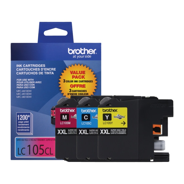 slide 1 of 1, Brother Lc105 High-Yield Color Ink Cartridges, Pack Of 3, 3 ct