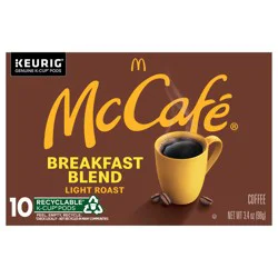 McCafé Breakfast Blend, Single Serve Coffee Keurig K-Cup Pods, Light Roast- 10 ct