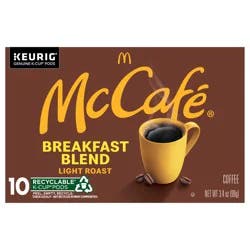 McCafé Breakfast Blend, Single Serve Coffee Keurig K-Cup Pods, Light Roast- 10 ct