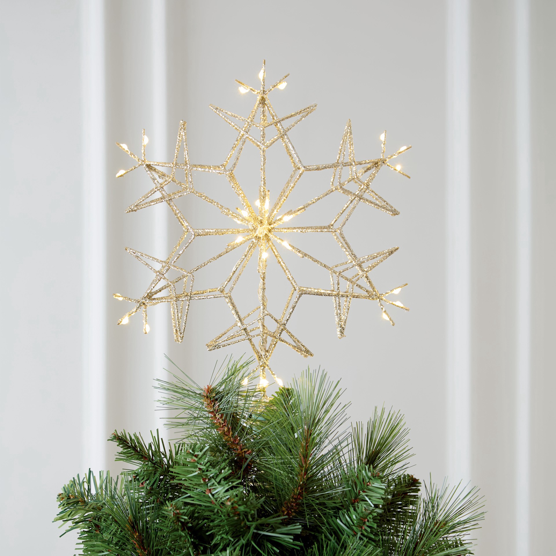 slide 3 of 4, 13" Champagne Glitter Starburst Lighted Tree Topper By Ashland, 13 in