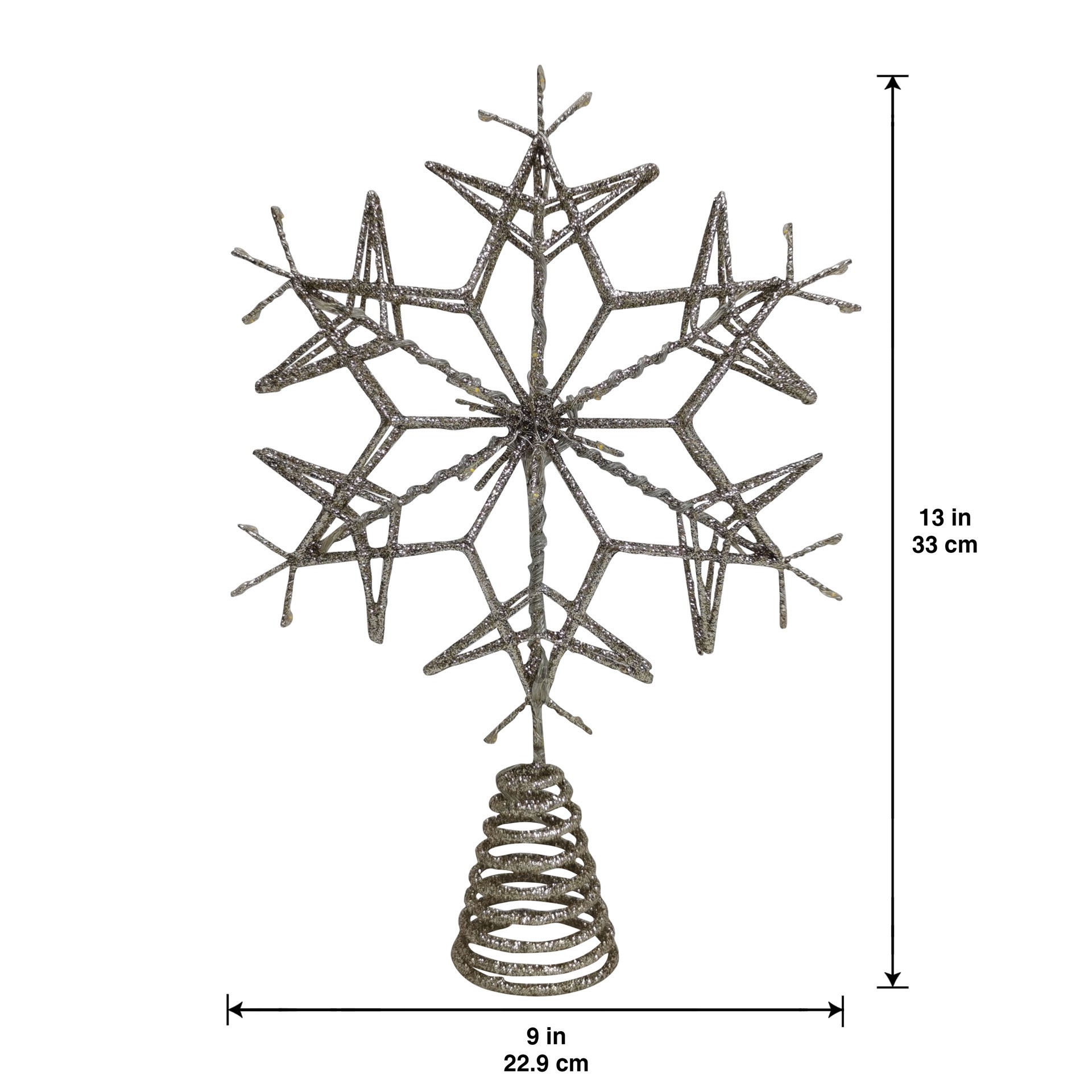 slide 4 of 4, 13" Champagne Glitter Starburst Lighted Tree Topper By Ashland, 13 in