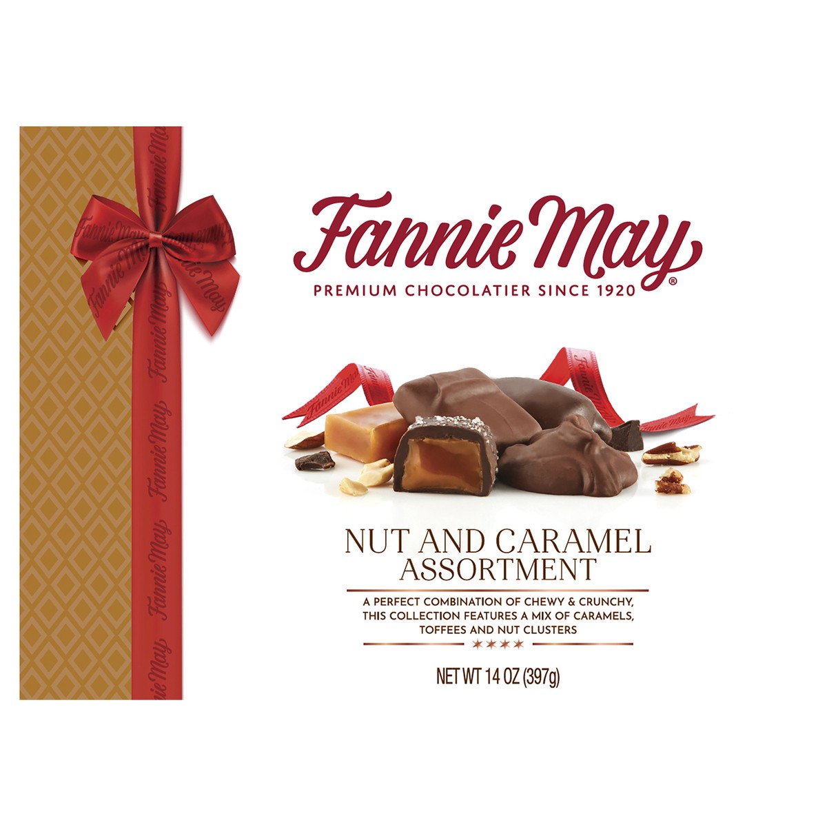 slide 1 of 21, Fannie May Nut And Caramel Collection, 14 oz