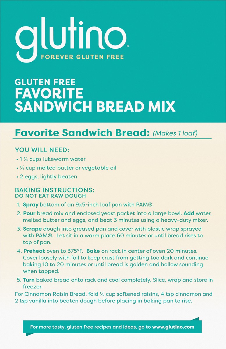 slide 5 of 9, GLUTINO Sandwich Bread Mix, 20.1 oz, 20.1 oz