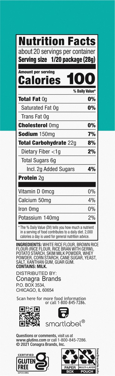 slide 8 of 9, GLUTINO Sandwich Bread Mix, 20.1 oz, 20.1 oz