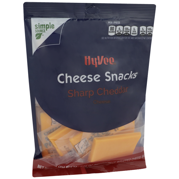 slide 1 of 1, Hy-vee Sharp Cheddar Cheese Snacks, 9 oz