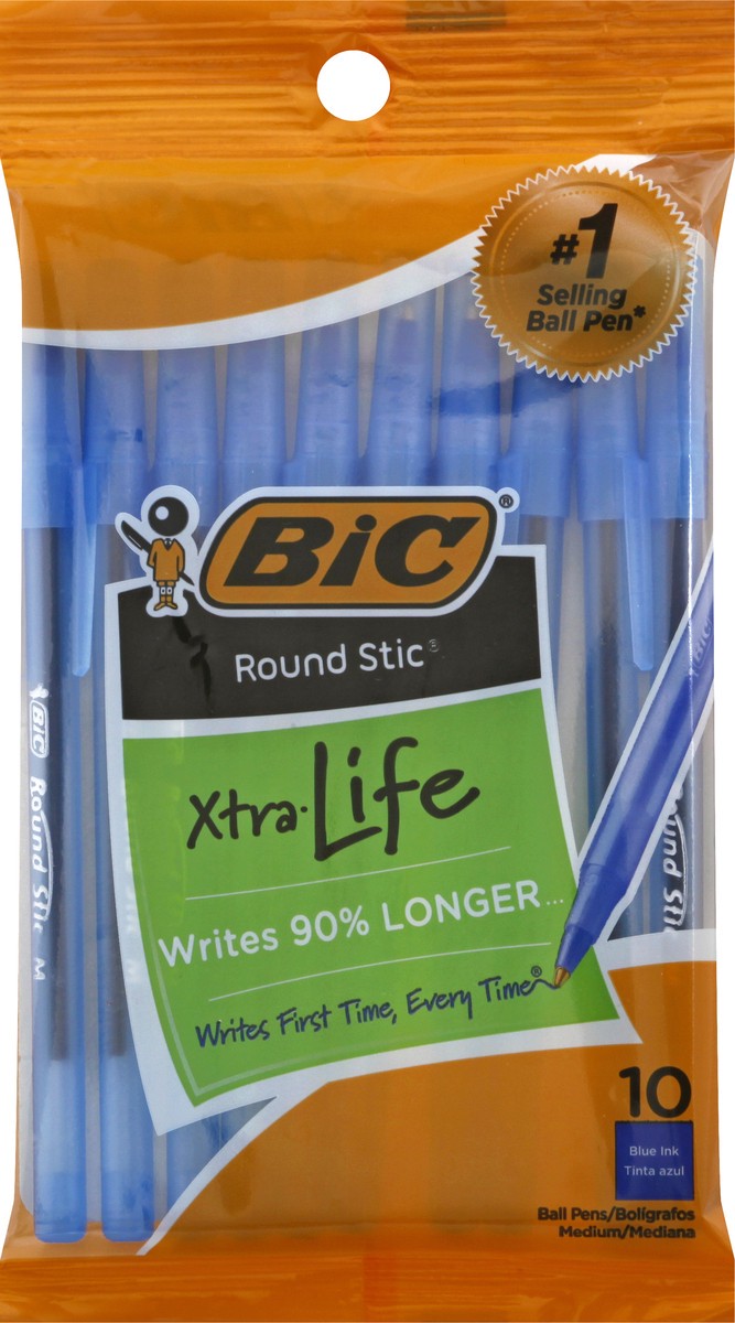 slide 1 of 10, BIC Xtra Life Ballpoint Pens, Medium Tip, 10ct - Blue, 10 ct