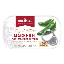 King Oscar Wild Caught Mackerel in Olive Oil with Jalapeño Peppers 4.05 oz