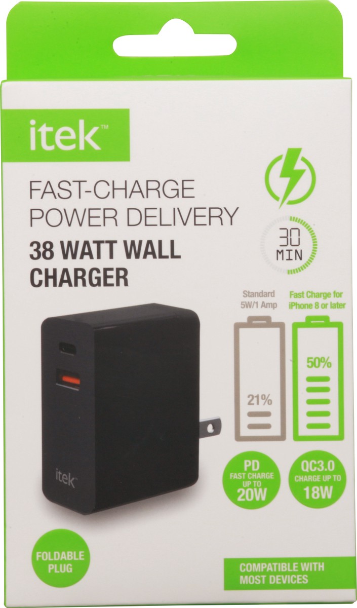 slide 8 of 9, itek 38 Watt Wall Fast-Charge Power Delivery Charger 1 ea, 1 ct