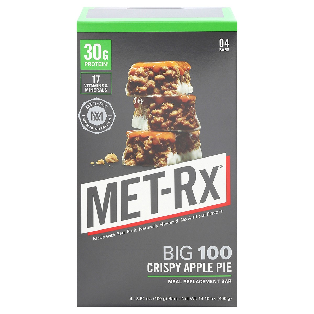 slide 1 of 10, MET-Rx Crispy Apple Pie Meal Replacement Bar 4 - 3.52 oz Bars, 14.1 oz