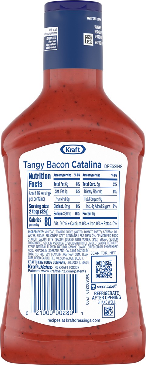 slide 8 of 9, Kraft Tangy Bacon Catalina Salad Dressing, 16 fl oz Bottle, 16 fl oz