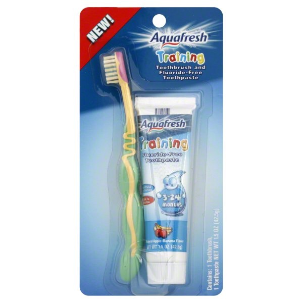 slide 1 of 1, Aquafresh Training Tooth & Gun Cleanser Kit, 3-24 Months, 1 ct