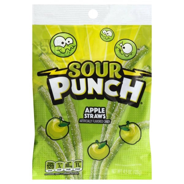 slide 1 of 1, Sour Punch Apple Straws, 4.5 oz