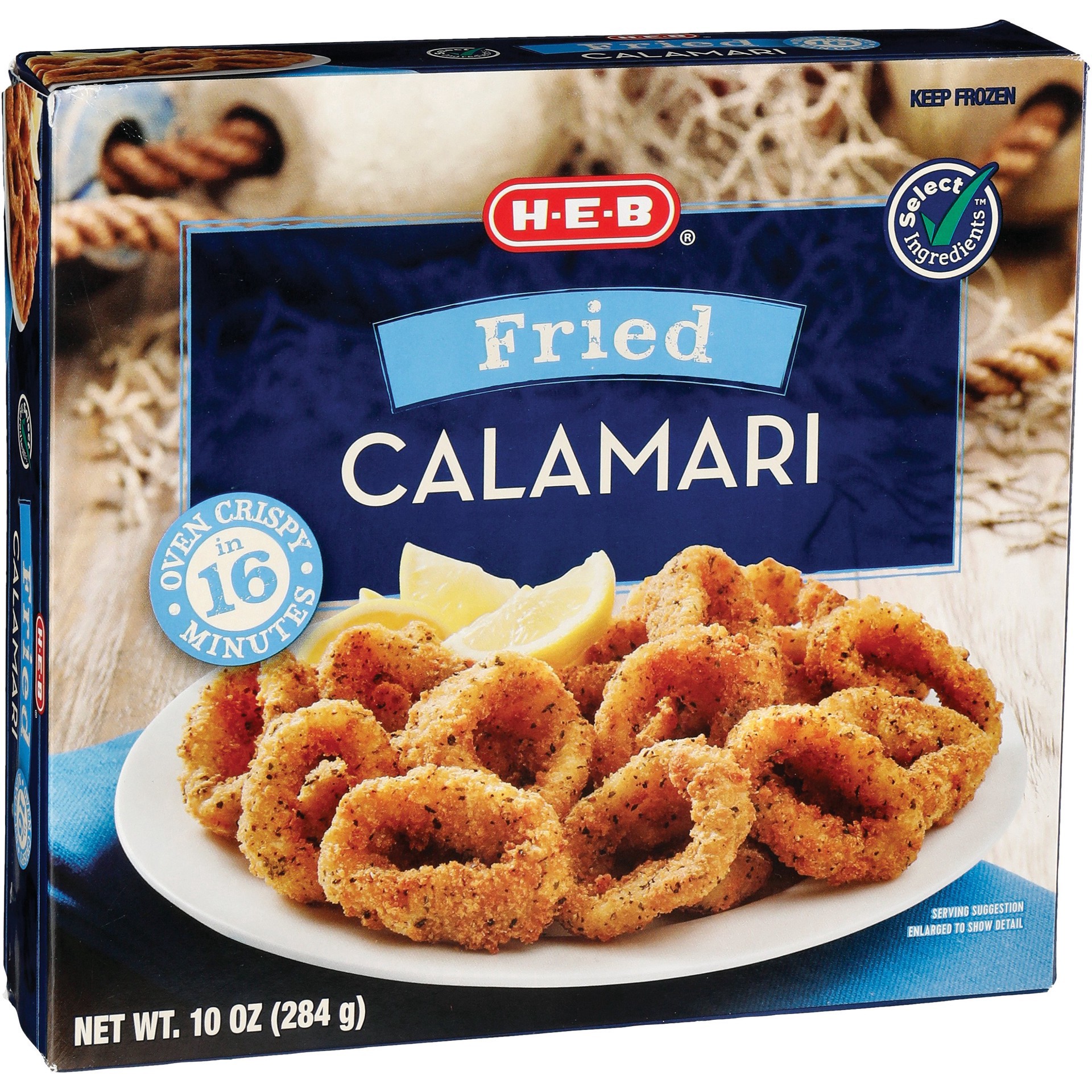 slide 1 of 1, H-E-B Frozen Fried Breaded Calamari, 10 oz