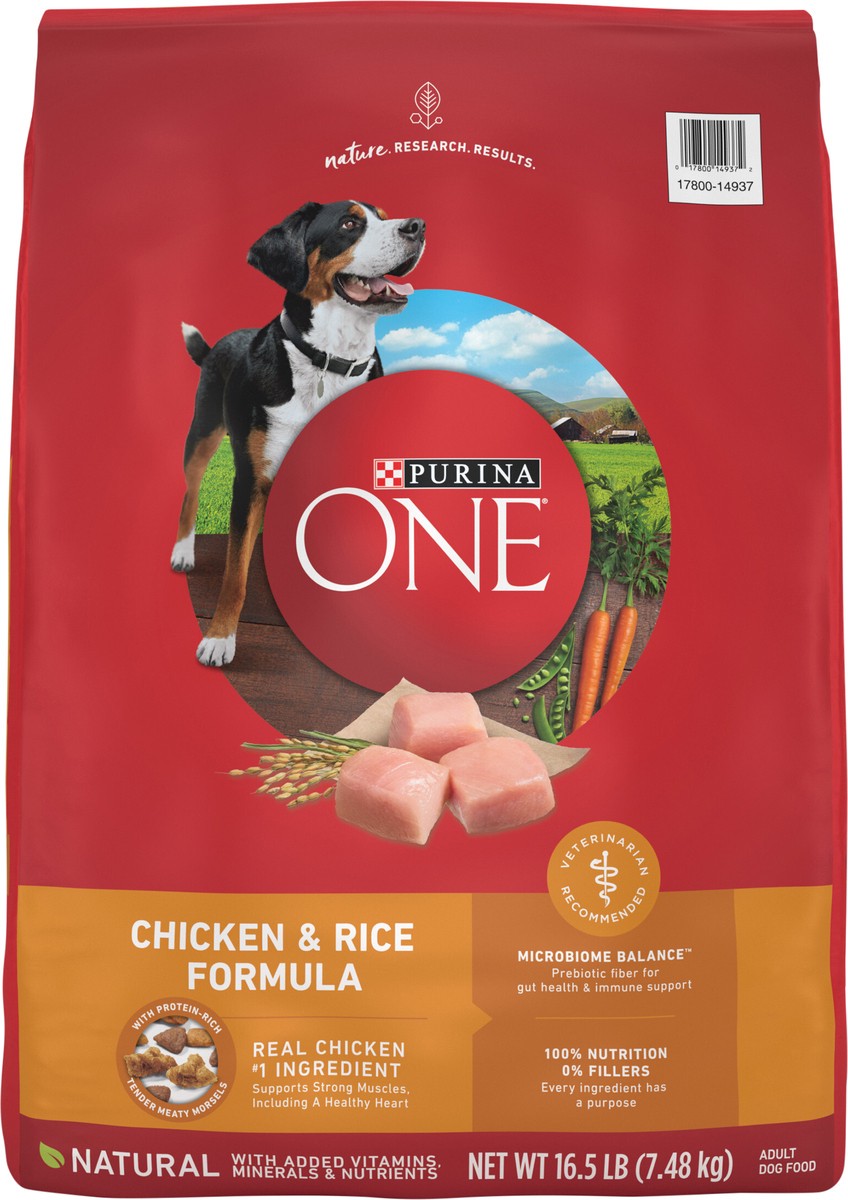 slide 5 of 9, ONE Purina ONE Chicken and Rice Formula Dry Dog Food, 16.5 lb