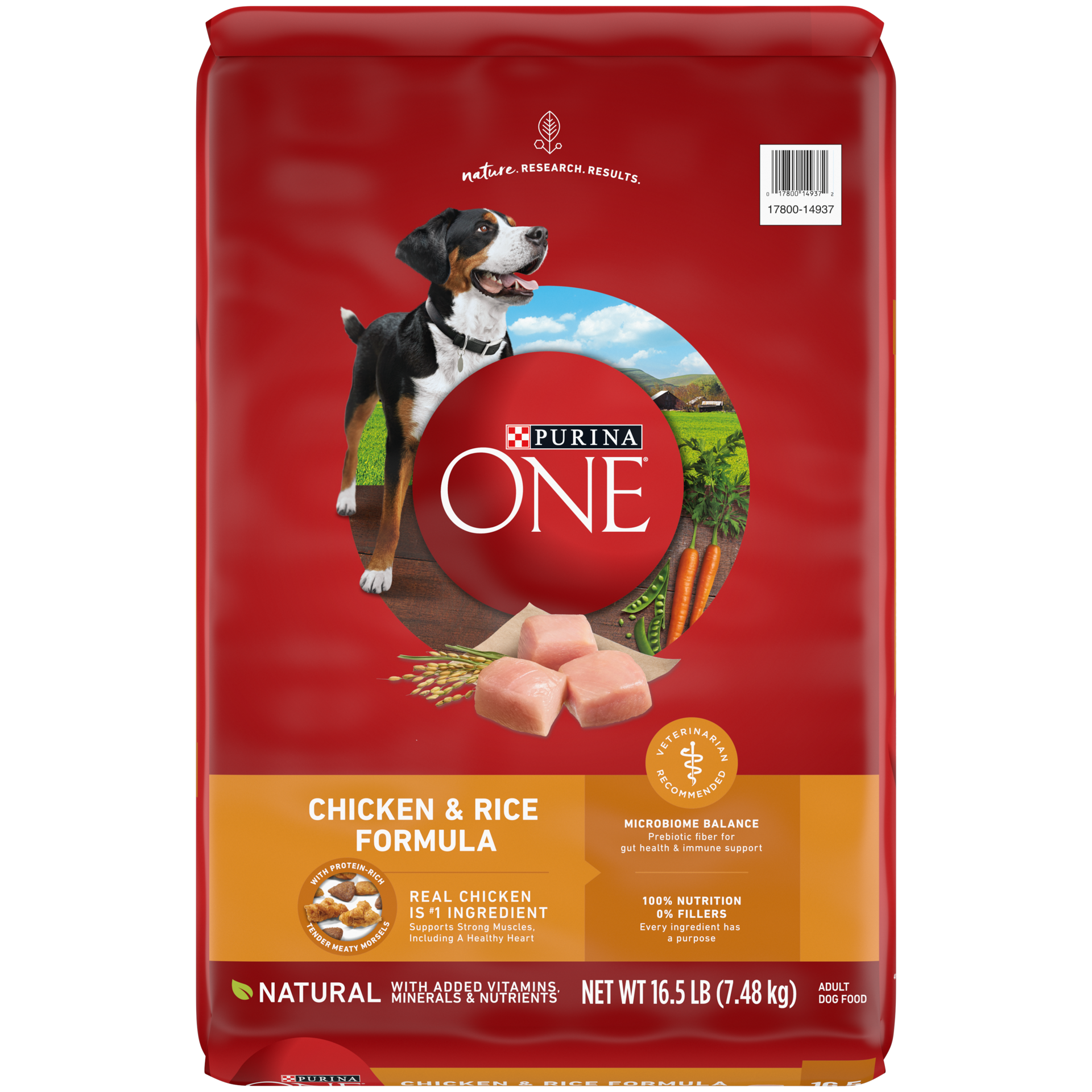 slide 1 of 7, Purina ONE Adult Smartblend Chicken & Rice Dry Dog Food, 16.5 lb