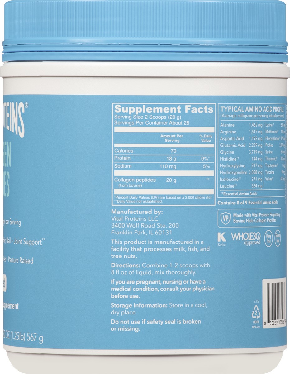 slide 2 of 9, Vital Proteins Unflavored Collagen Peptides 20 oz, 20 oz