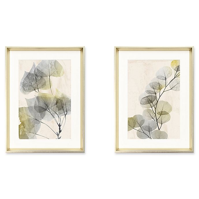 slide 1 of 1, StyleCraft Golden Leaves Framed Wall Art, 2 ct