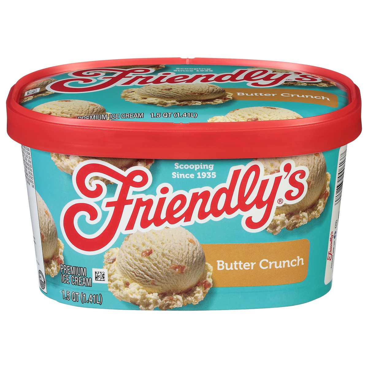 slide 1 of 9, Friendly's Premium Ice Cream Rich & Creamy Butter Crunch, 48 fl oz