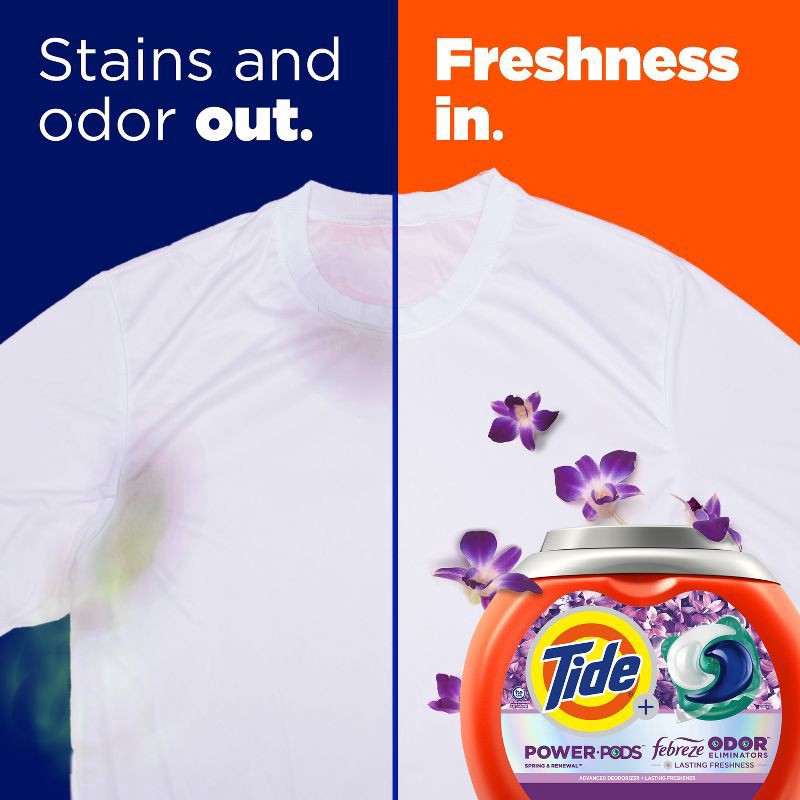 slide 2 of 9, Tide Power Pods with Febreze Laundry Detergent Pacs, 45 Count, Spring & Renewal Scent, All-Day Freshness, 45 ct