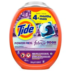 Tide Power Pods with Febreze Laundry Detergent Pacs, 45 Count, Spring & Renewal Scent, All-Day Freshness