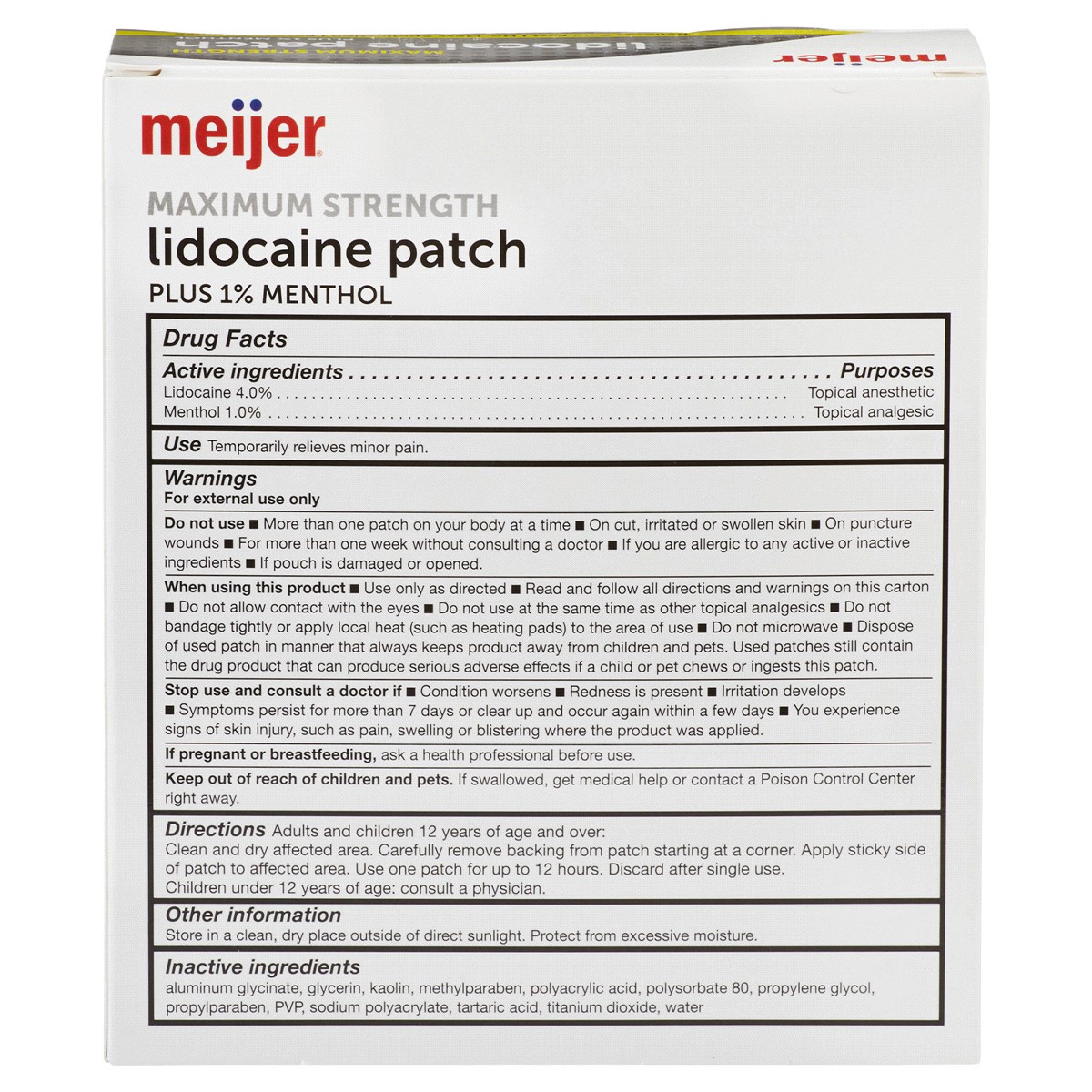 slide 2 of 2, Meijer Cold and Hot Pain Patch + Lidocaine, 5 Ct, 5 ct