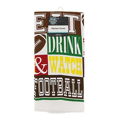 slide 1 of 1, All About U Eat Drink & Watch Football Kitchen Towel, 1 ct