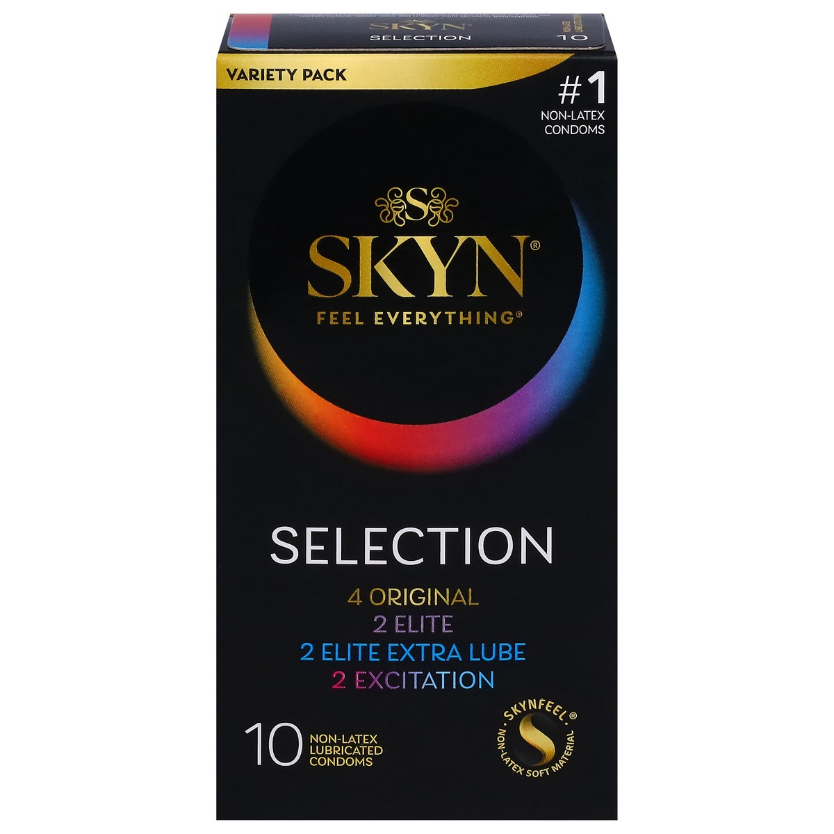 slide 1 of 14, Skyn Selection Non-Latex Lubricated Condoms Variety Pack, 10 ct, 10 ct