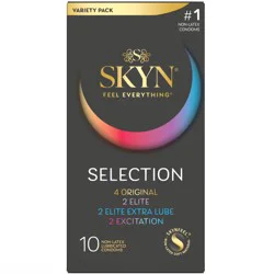 Skyn Selection Non-Latex Lubricated Condoms Variety Pack, 10 ct