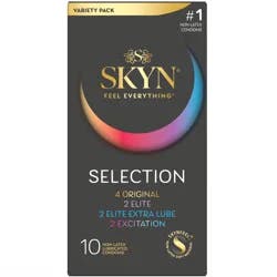 Skyn Selection Non-Latex Lubricated Condoms Variety Pack, 10 ct