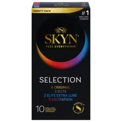 Skyn Selection Non-Latex Lubricated Condoms Variety Pack, 10 ct