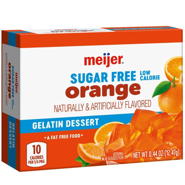 slide 4 of 29, Meijer Sugar Free Orange Dessert Gelatin, 0.44 oz