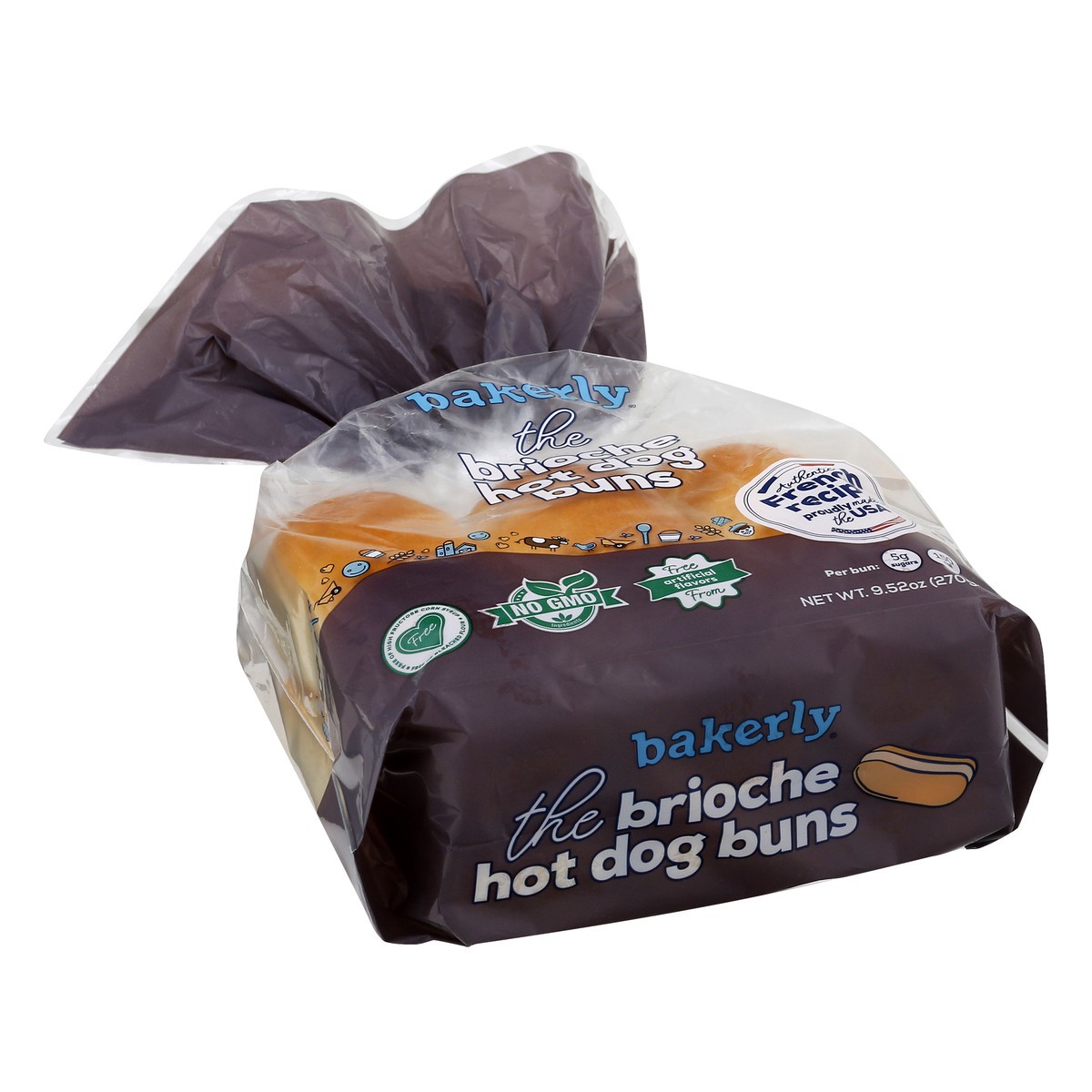 slide 13 of 13, bakerly Brioche Hot Dog Buns, 9.5 oz