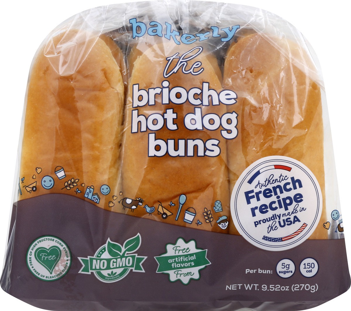 slide 9 of 13, bakerly Brioche Hot Dog Buns, 9.5 oz