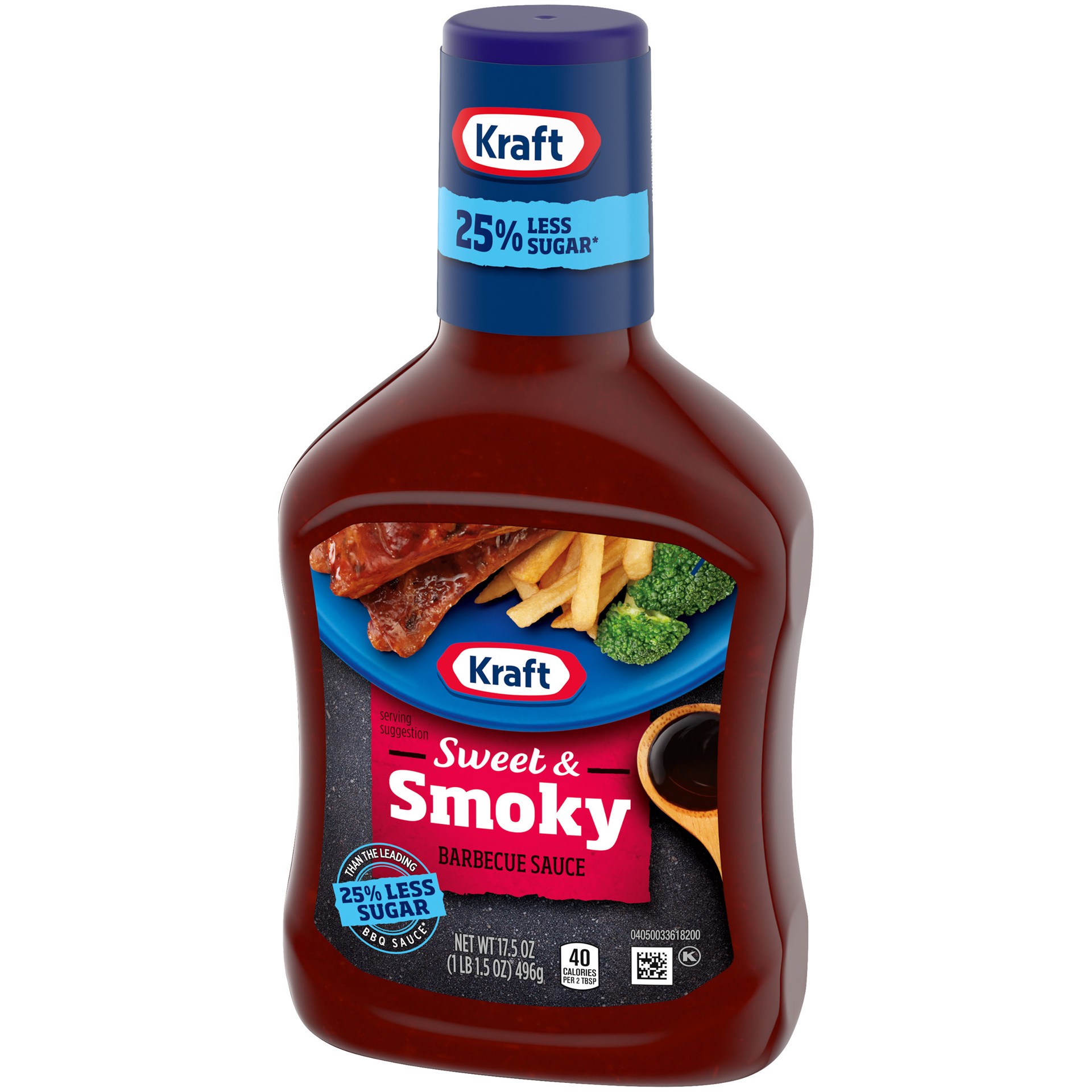 slide 2 of 5, Kraft Sweet & Smoky Barbecue BBQ Sauce with 25% Less Sugar, 17.5 oz Bottle, 17.5 oz