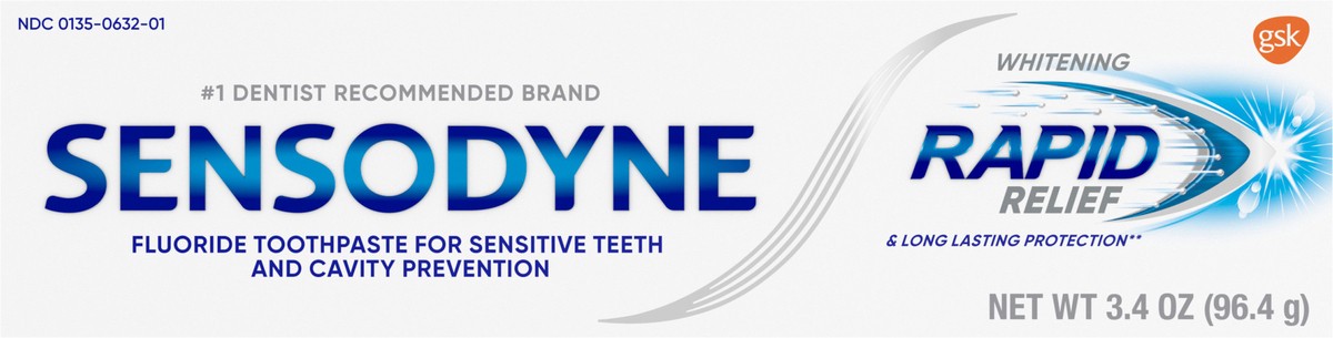 slide 4 of 9, Sensodyne Rapid Relief Extra Whitening Sensitive Toothpaste with Fluoride - 3.4 Ounces, 3.4 oz