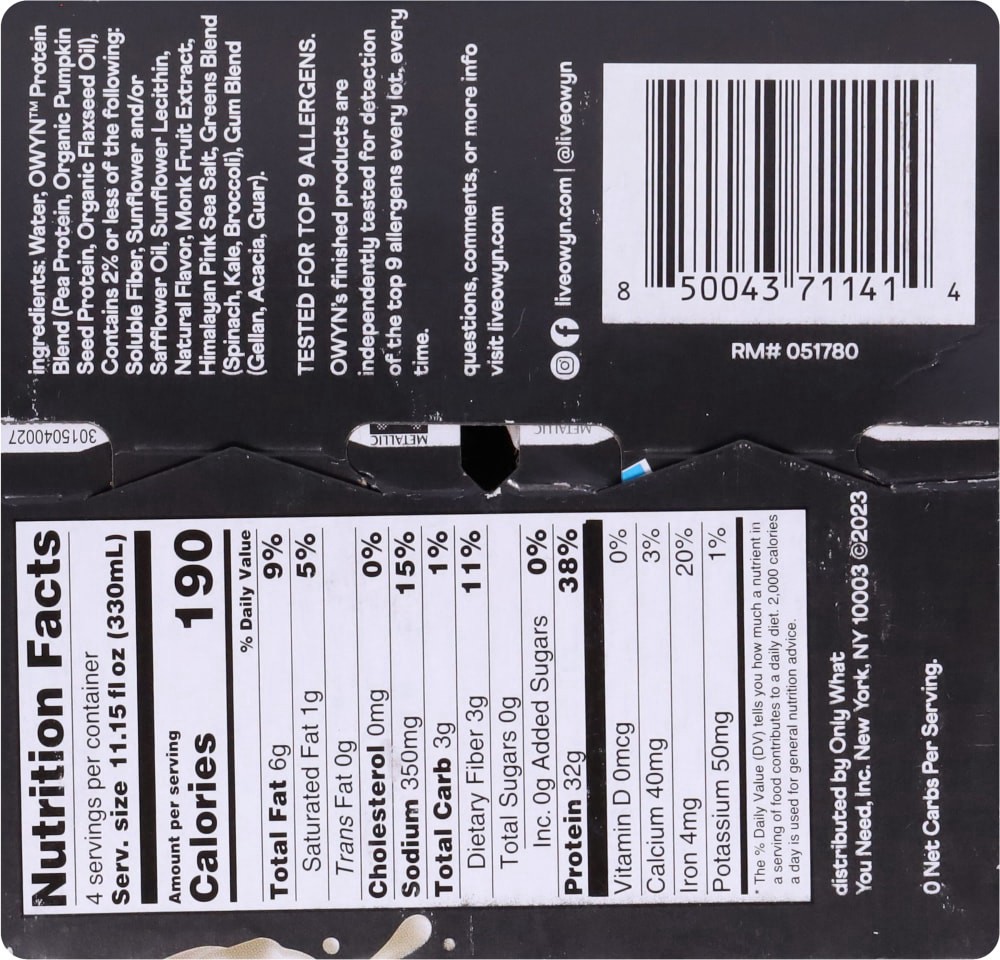 slide 4 of 6, Owyn Elite Sea Salted Caramel Plant Protein Shakes, 4 ct / 11.15 fl oz